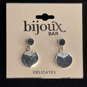 JCP Bijoux Bar Silver Tone Sparkly Statement Earrings 1in